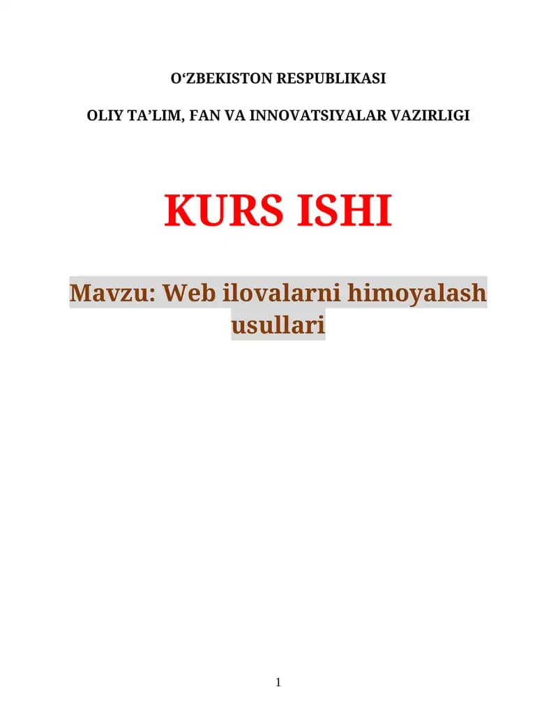 Web ilovalarni himoyalash usullari