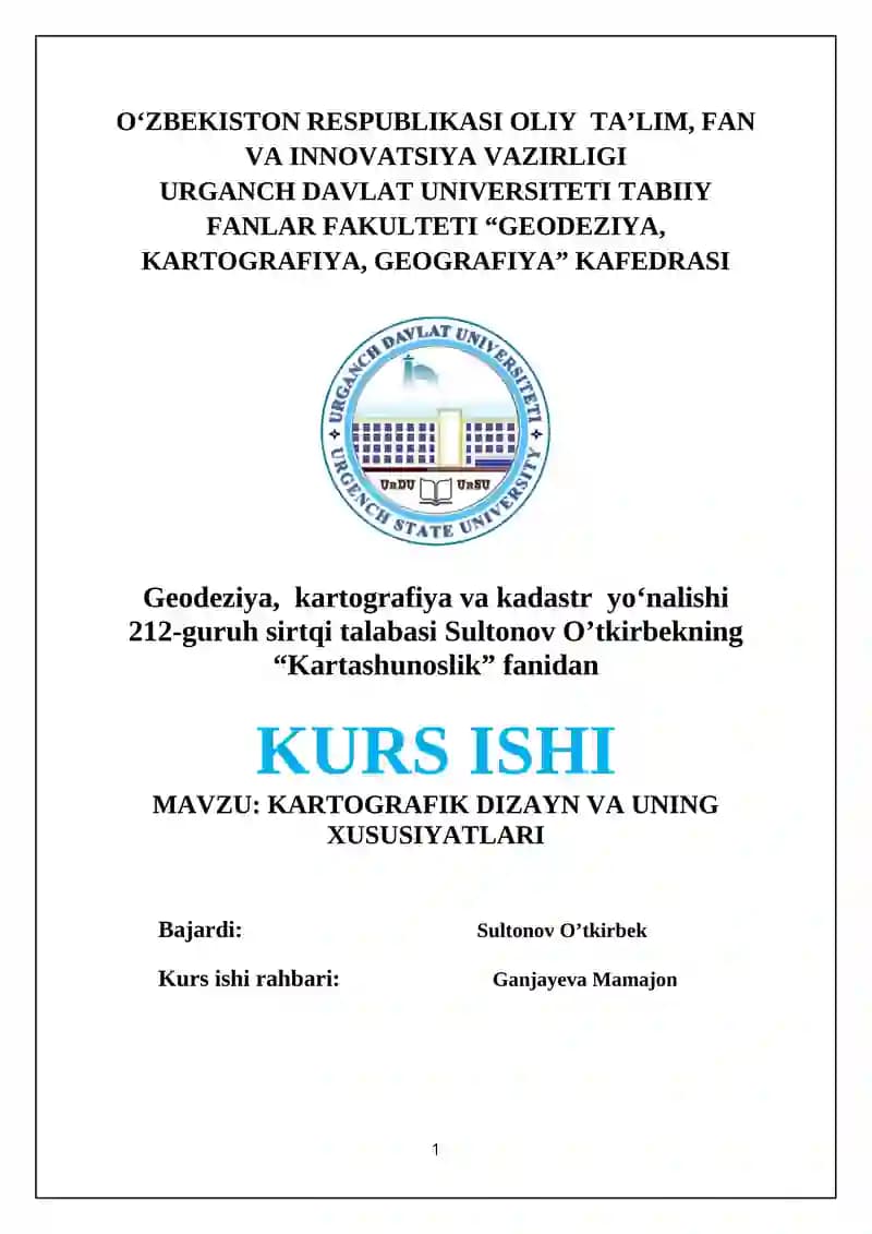 KARTOGRAFIK DIZAYN VA UNING XUSUSIYATLARI