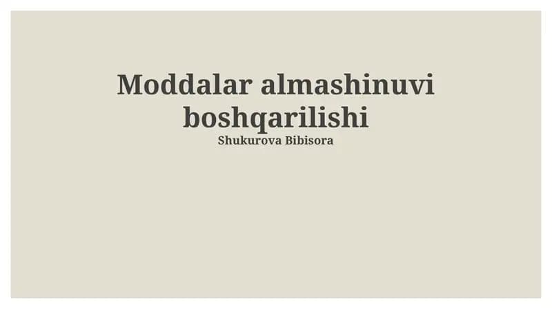 Mineral moddalarning metabolizmga ta'siri