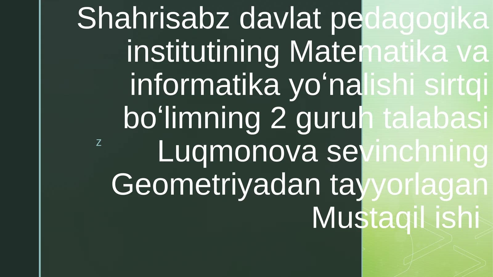 Geometriyadan tayyorlagan Mustaqil ishi