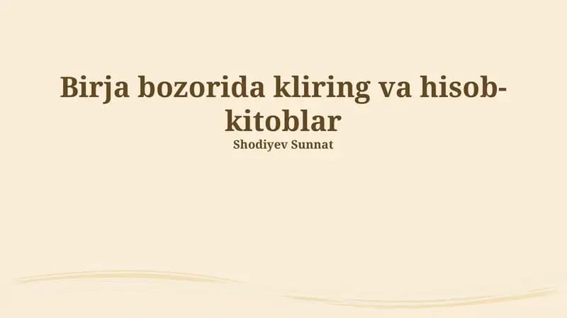 Tozalash va hisob-kitobdagi texnologiyalar