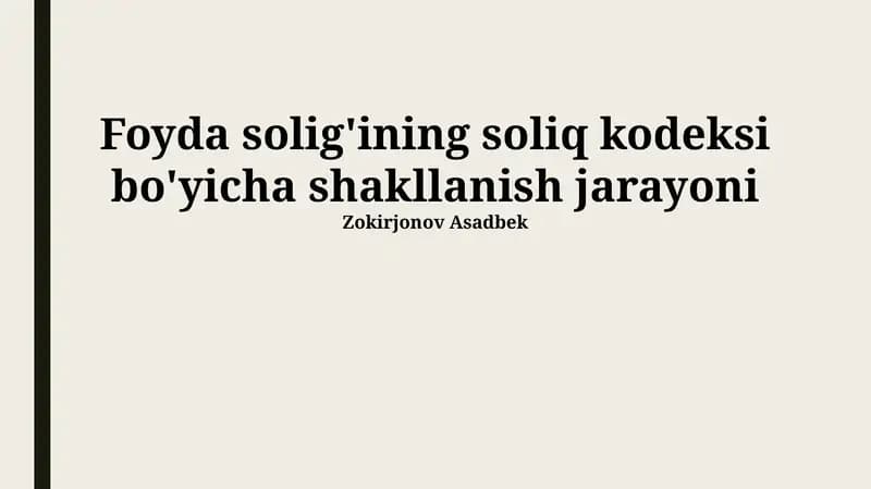 Soliq Bazasining Aniqlanishi va Hisoblanishi