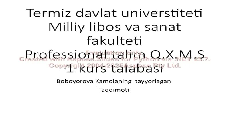 Boboyorova Kamolanning Tayyorlagan Taqdimoti