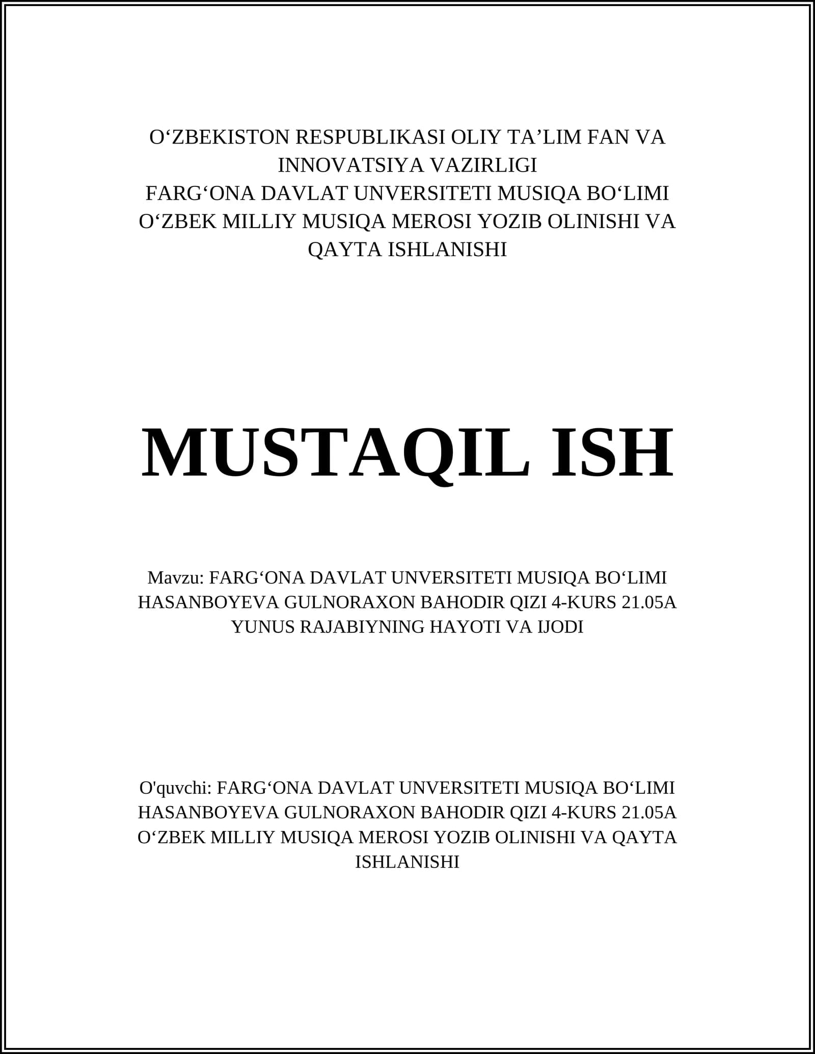 YUNUS RAJABIYNING HAYOTI VA IJODI