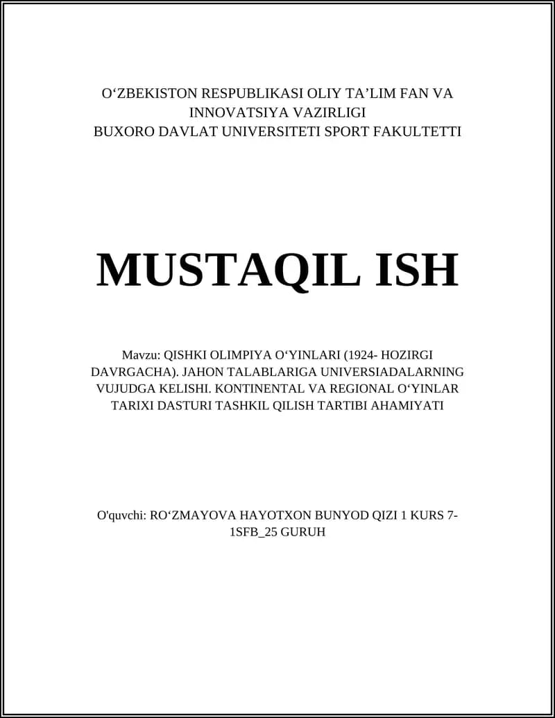 QISHKI OLIMPIYA OʻYINLARI (1924- HOZIRGI DAVRGACHA)