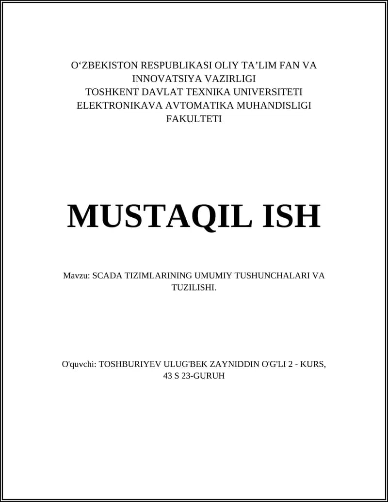 SCADA tizimlari