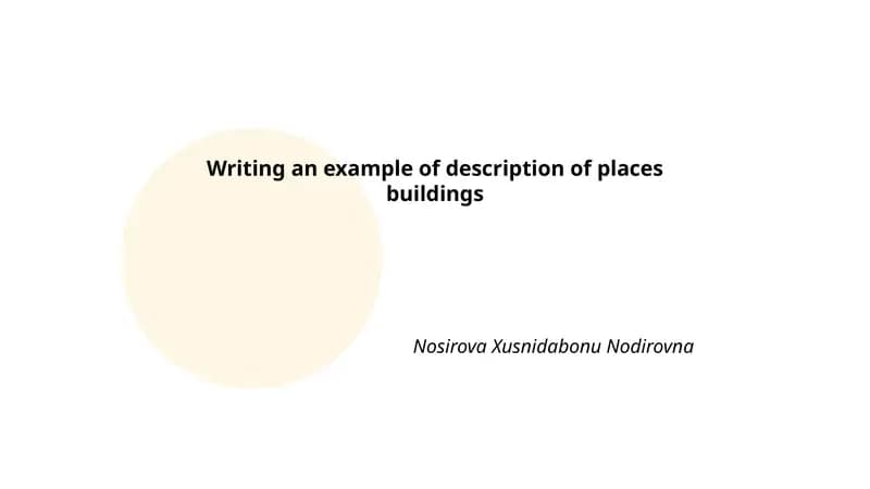 Example of Description of Places and Buildings