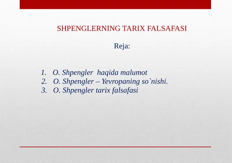 SHPENGLERNING TARIX FALSAFASI