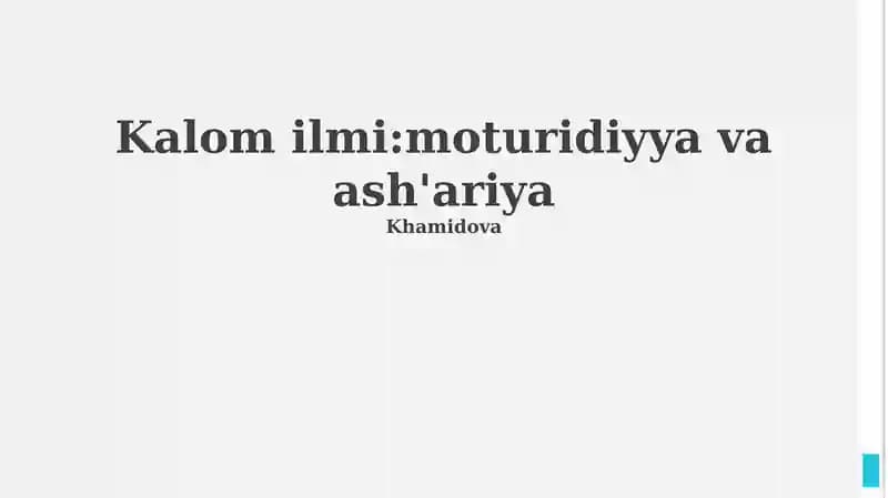 Kalom ilmi:moturidiyya va ash'ariya