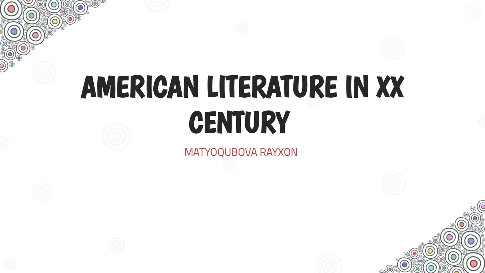 AMERICAN LITERATURE IN XX CENTURY