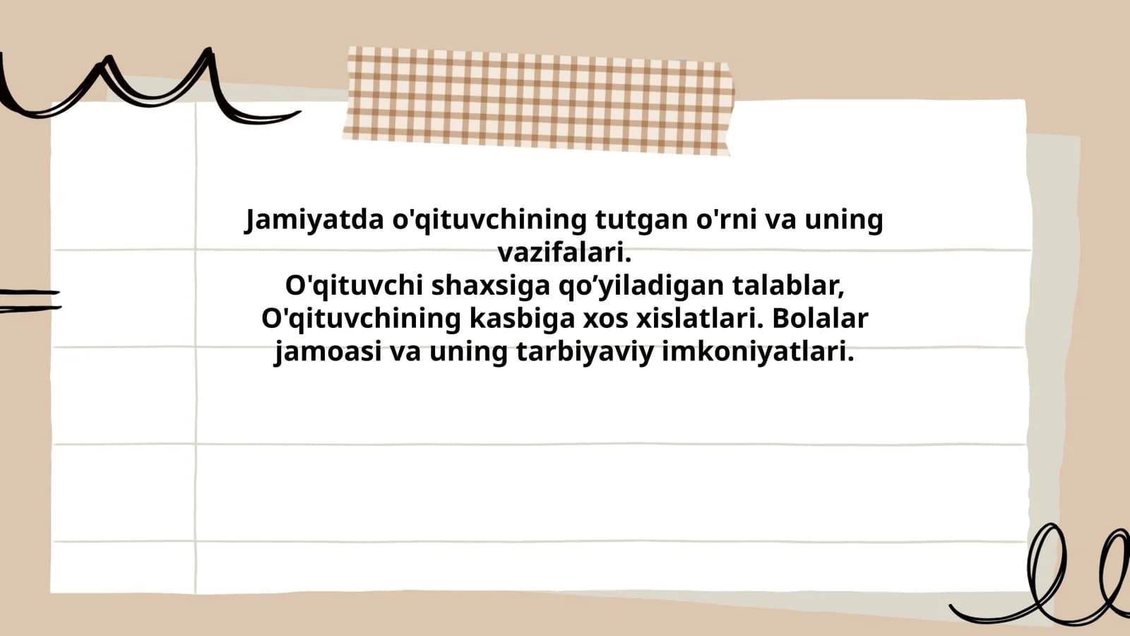 O'qituvchining vazifalari