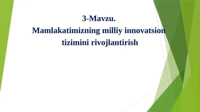 O’zbekiston milliy innovatsion tizimi