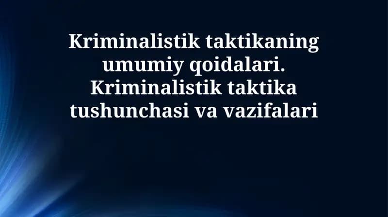 Kriminalistik taktika