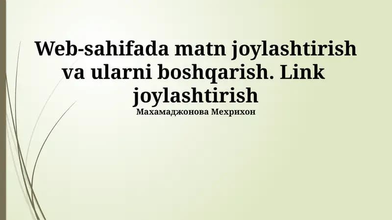 Veb-sahifada matnni joylashtirish va formatlash