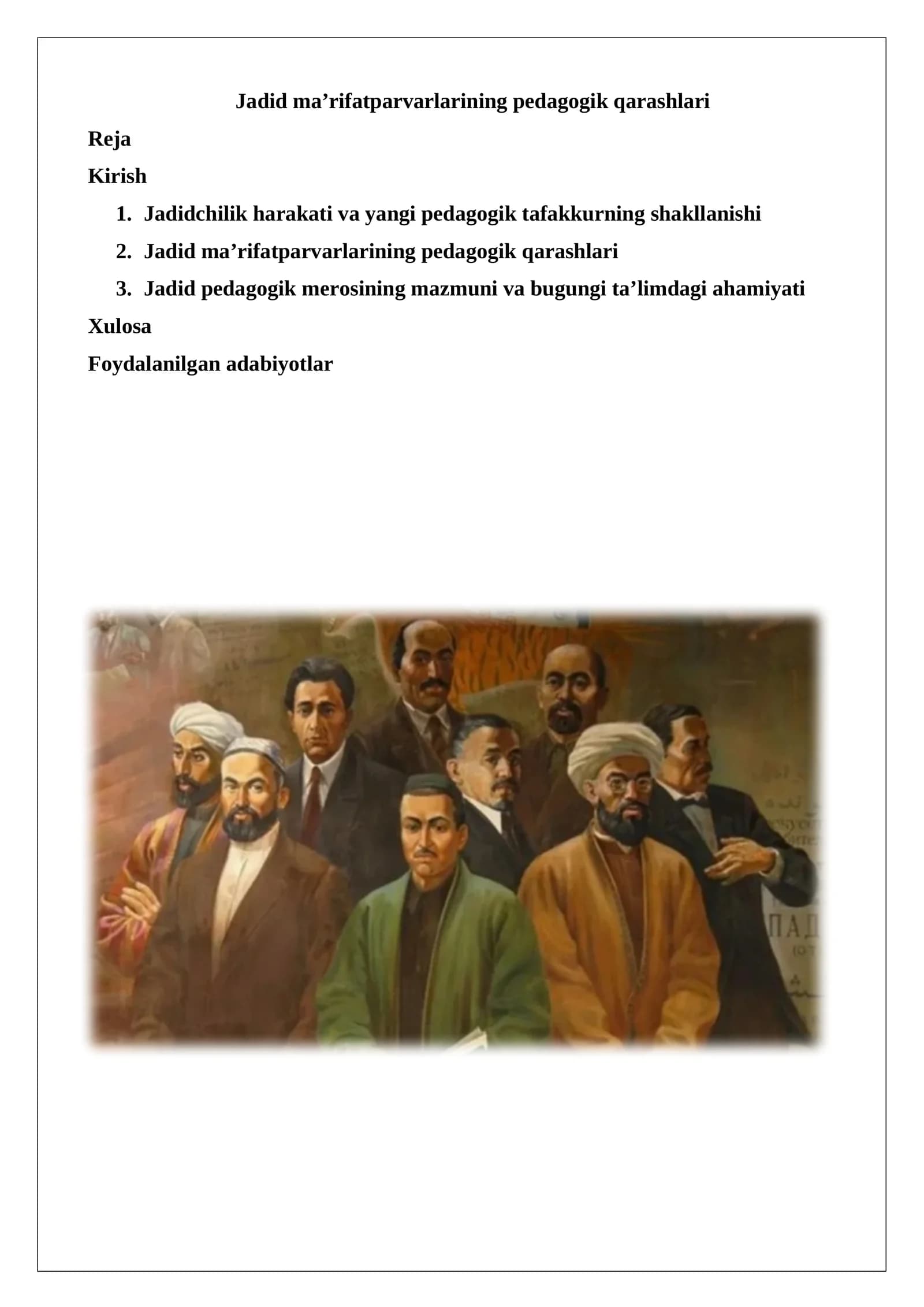 Jadid ma’rifatparvarlarining pedagogik qarashlari