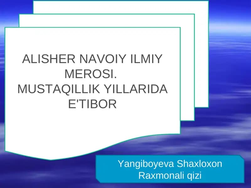 ALISHER NAVOIY ILMIY MEROSI