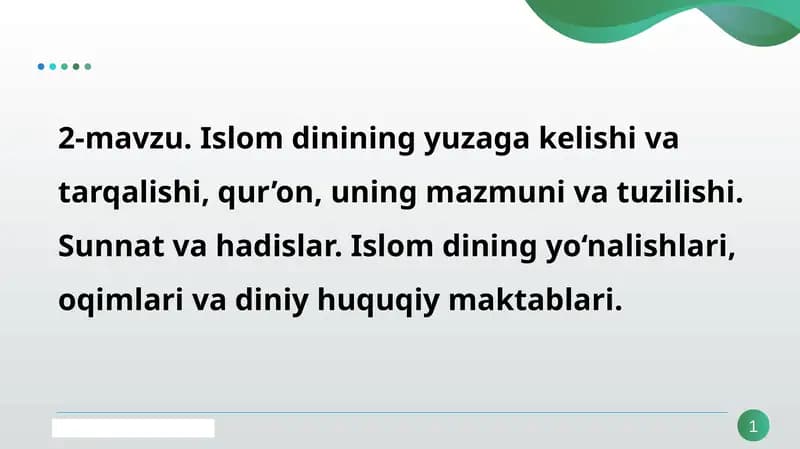 Islomdinining yuzaga kelishi va tarqalishi