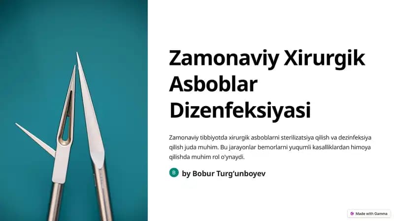 Zamonaviy Xirurgik Asboblar Dizenfeksiyasi