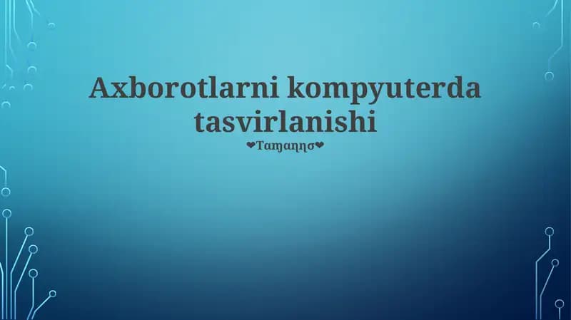 Axborotlarni kompyuterda tasvirlanishi