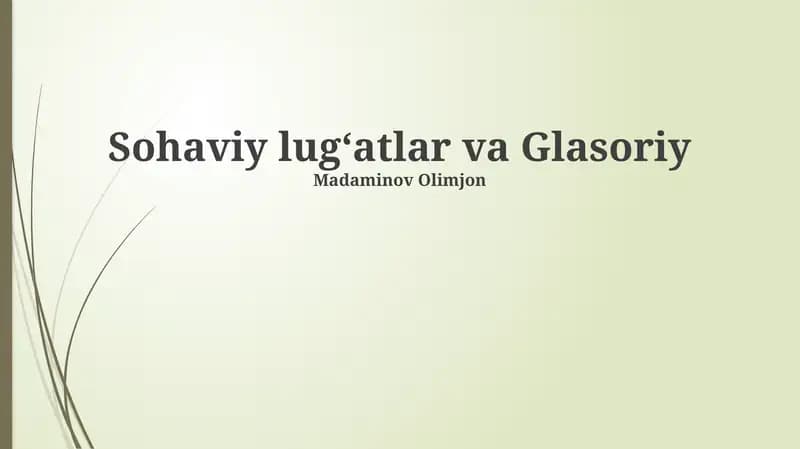 Sohaviy lug'atlar va glosariylar