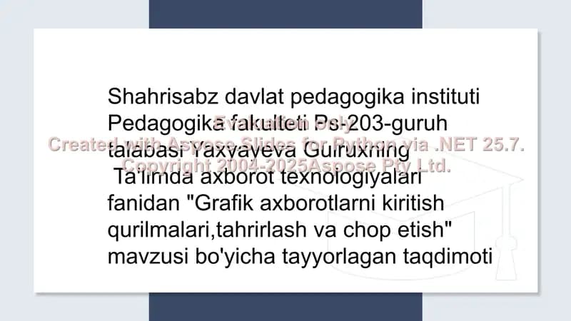 "Grafik axborotlarni kiritish qurilmalari, tahrirlash va chop etish"