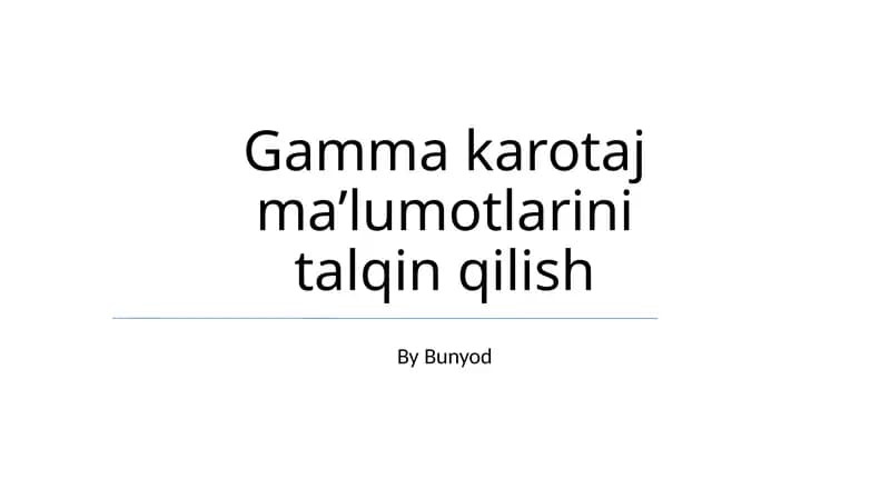 Gamma-nurli Karotaj: Asoslar va Uskunalar