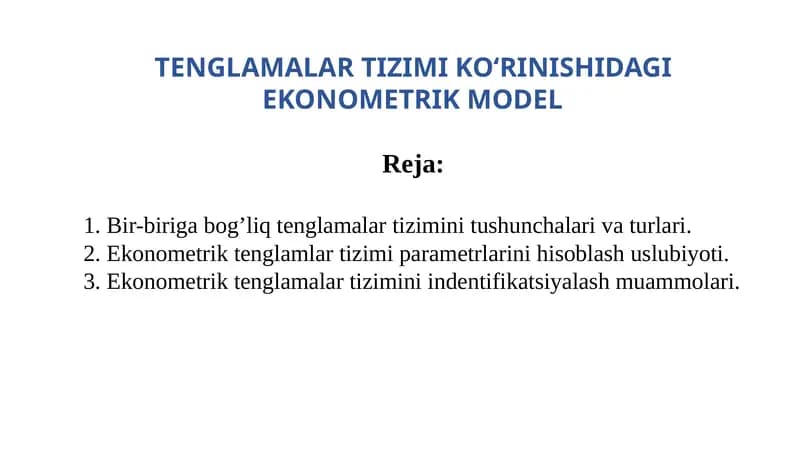 Ekonometrik tenglama tizimi