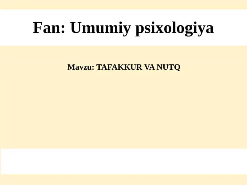 TAFAKKUR VA NUTQ