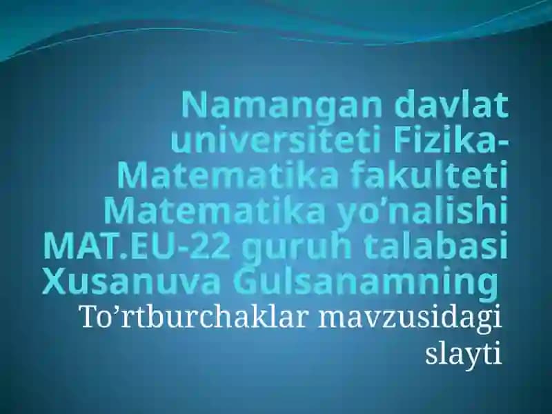 To'rtburchaklar mavzusi
