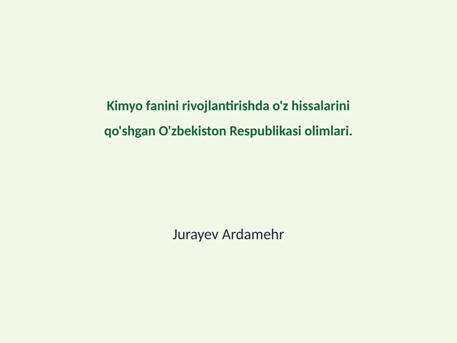 O'zbekiston Kimyo Olimlarining Tarixiy Roli