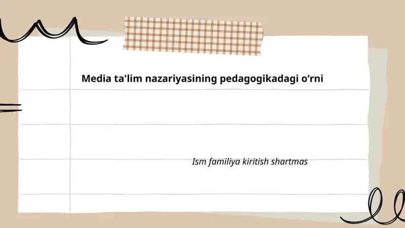 Media ta'lim nazariyasining pedagogikadagi oʻrni