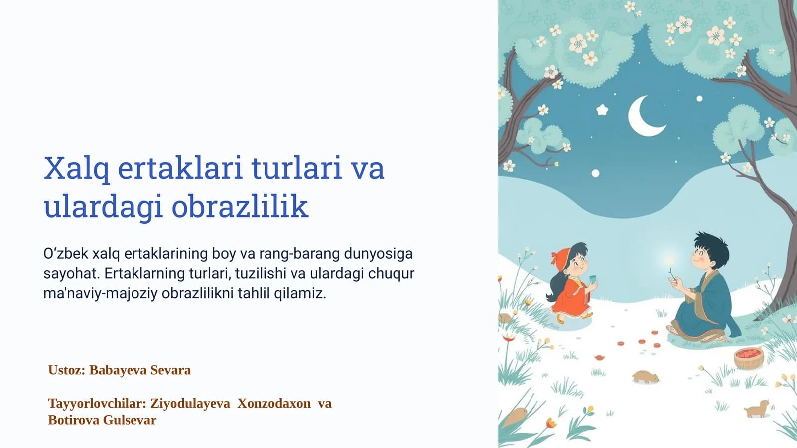 Xalq ertaklarini turlari va ulardagi obrazlik