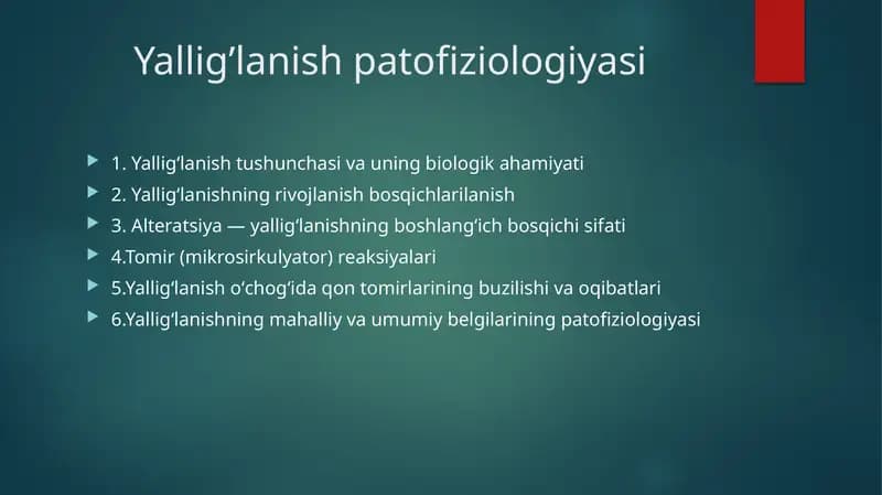 Yallig’lanish patofiziologiyasi