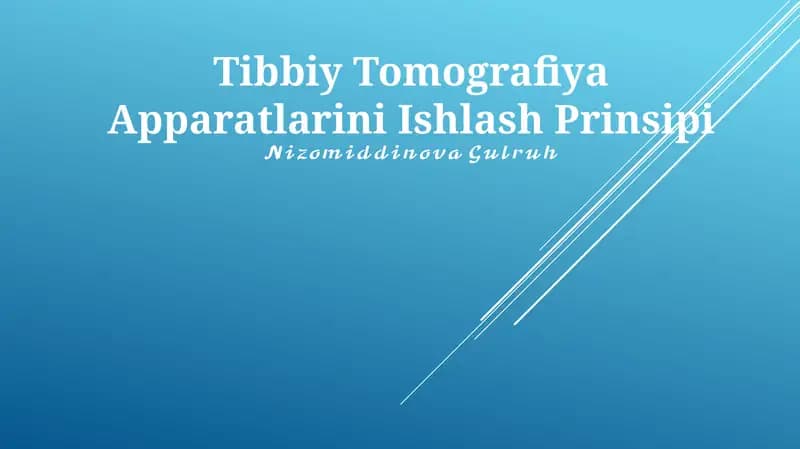 Tibbiy Tomografiya Apparatlarini Ishlash Prinsipi