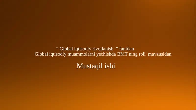Global iqtisodiy muammolar