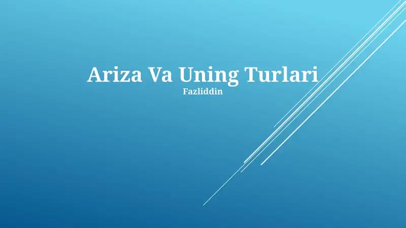 Ariza Va Uning Turlari