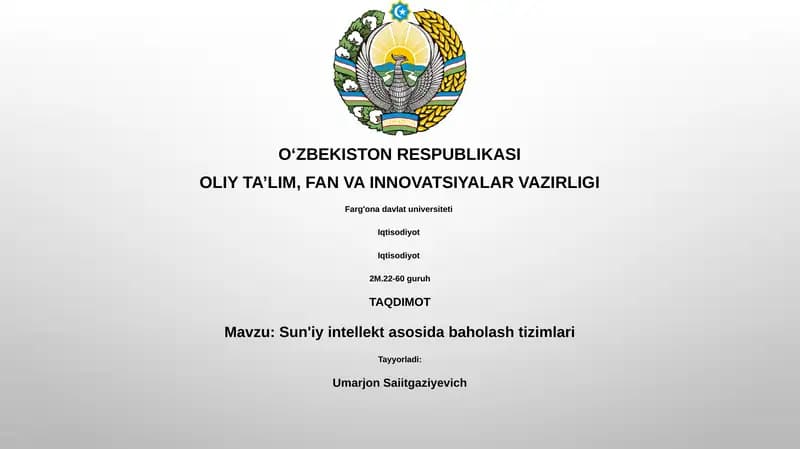 Sun'iy intellekt asosida baholash tizimlari