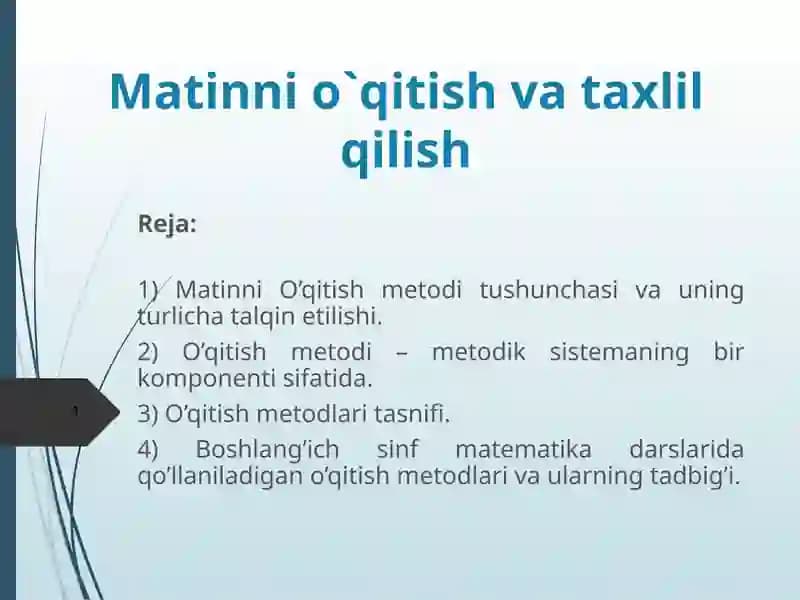 Matinni o`qitish va taxlil qilish