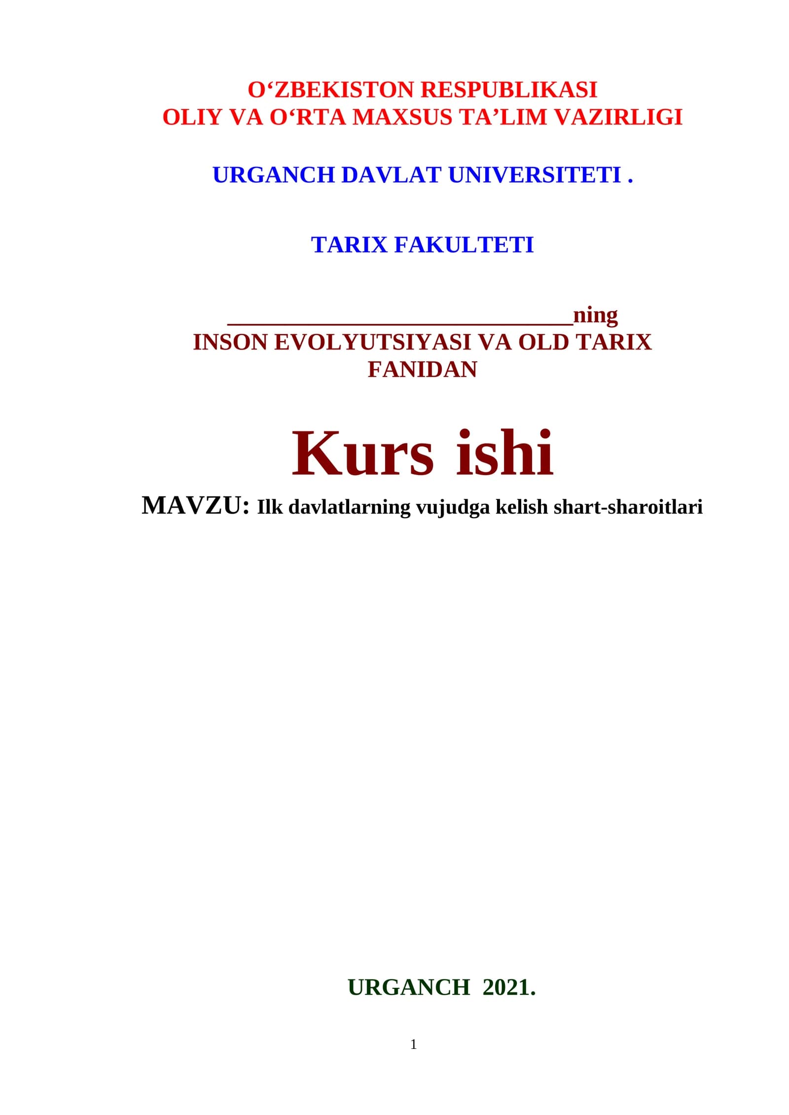 Ilk davlatlarning vujudga kelish shart-sharoitlari