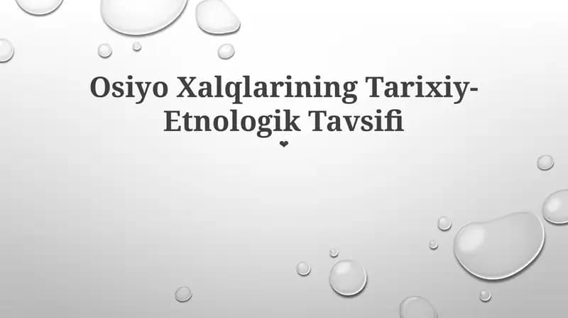 Osiyo Xalqlarining Tarixiy-Etnologik Tavsifi