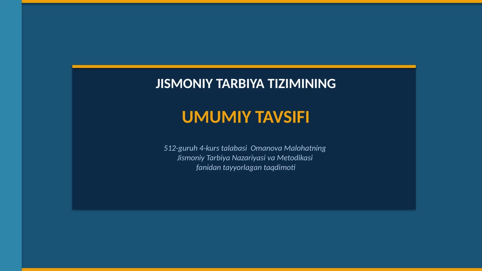 Jismoniy Tarbiya Tizimi