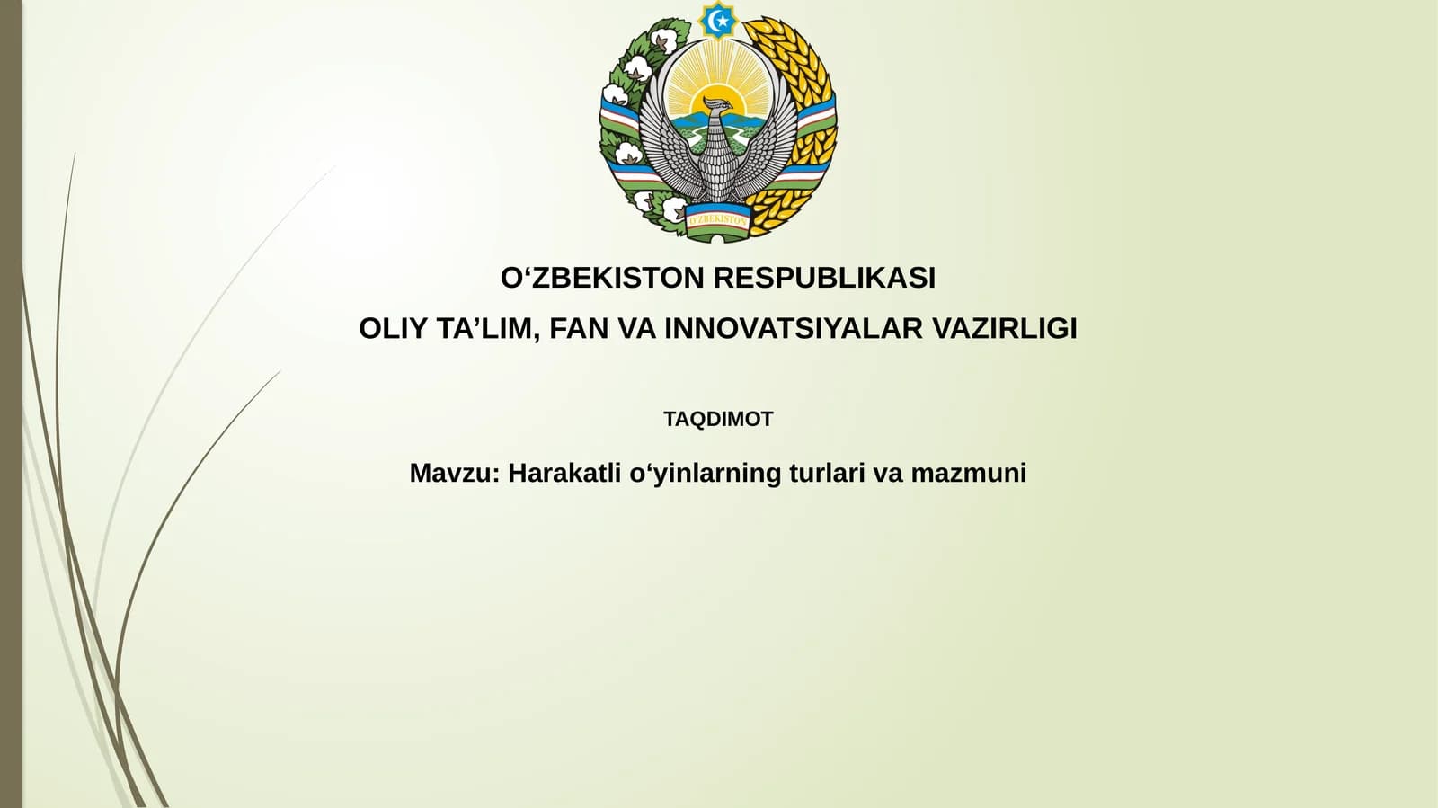 O'yinlarning turlari va tasnifi