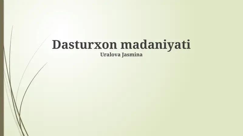 Dasturxon madaniyati