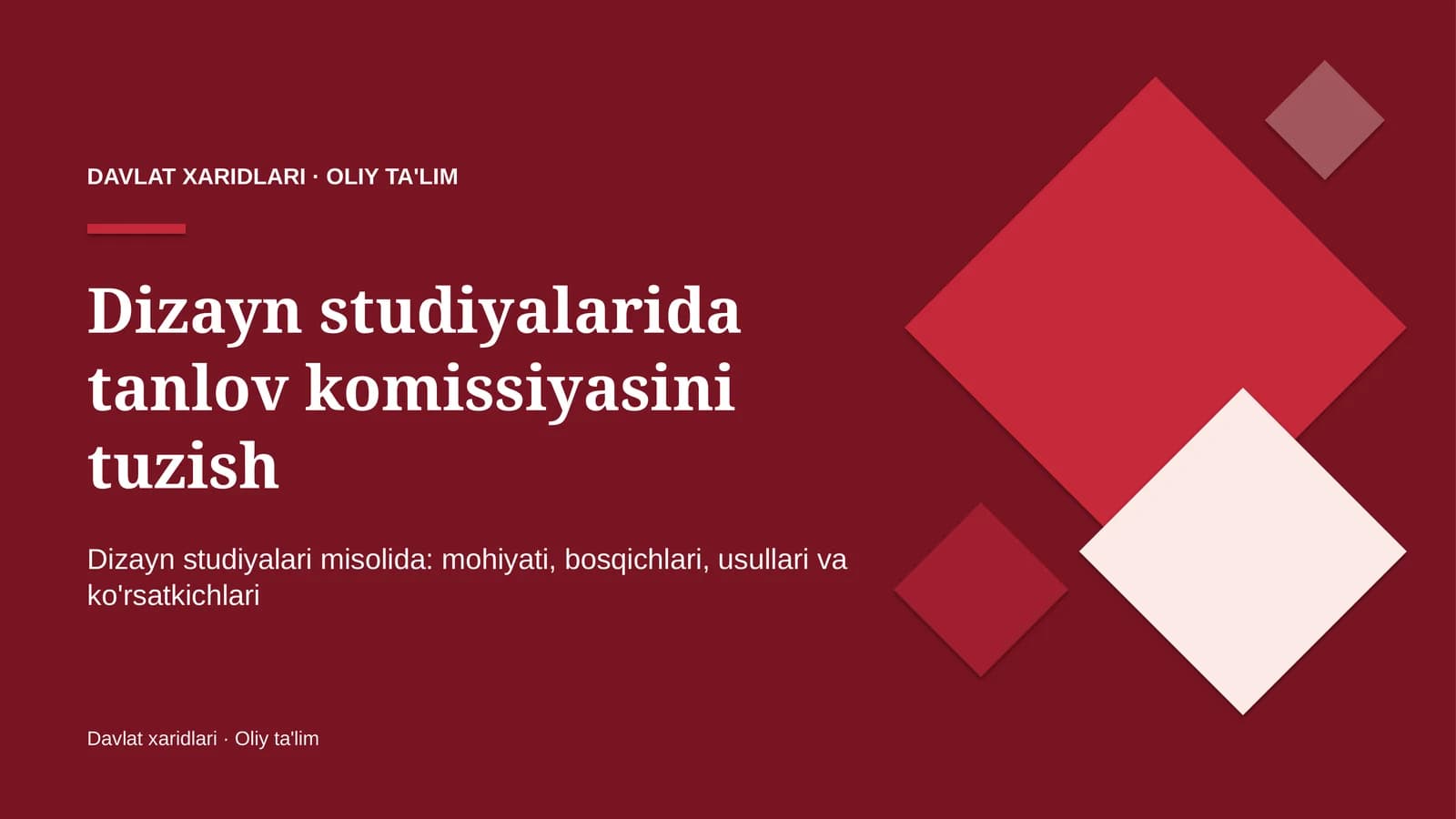 Dizayn studiyalarida tanlov komissiyasini tuzish