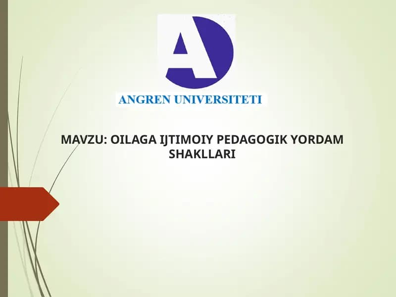 OILAGA IJTIMOIY PEDAGOGIK YORDAM SHAKLLARI