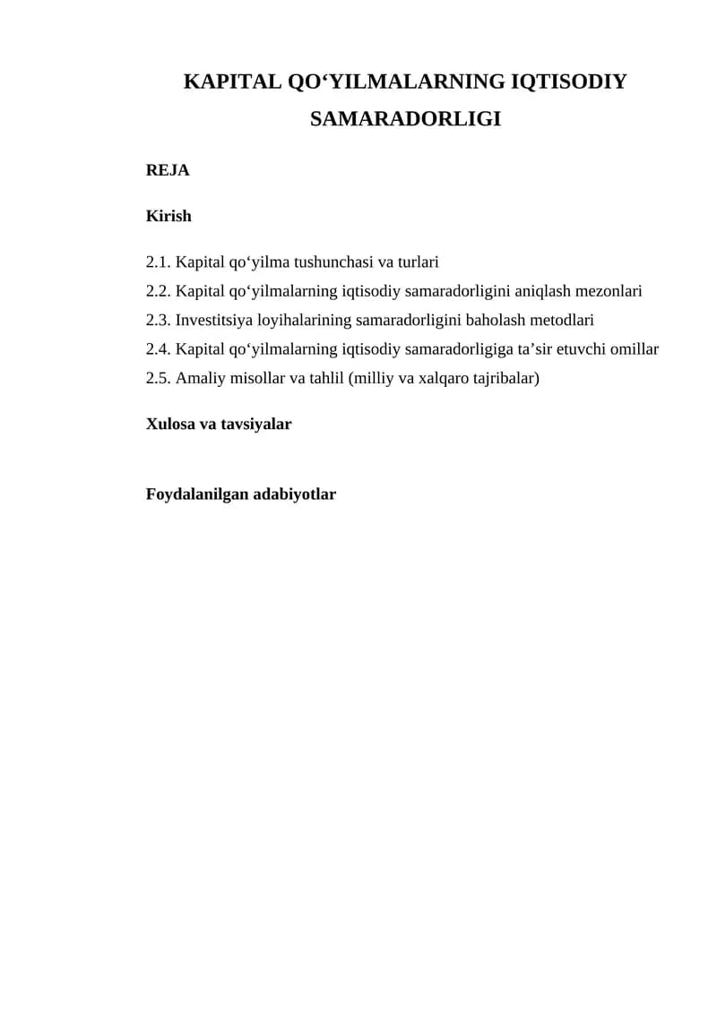 Kapital Qo‘yilmalar Haqida