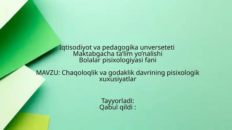 Bolalar pisixologiyasi fani