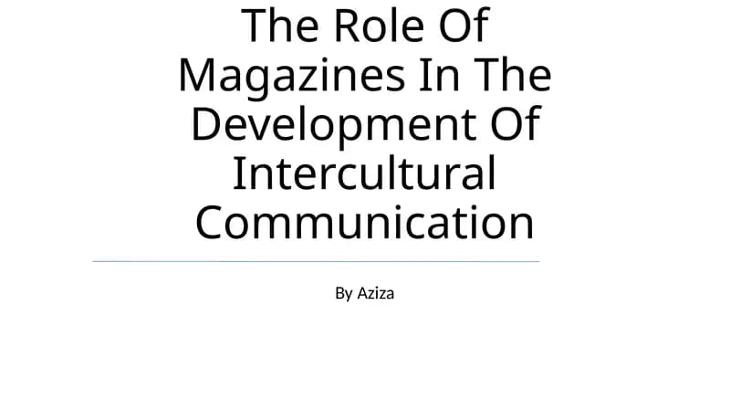 The Role Of Magazines In The Development Of Intercultural Communication