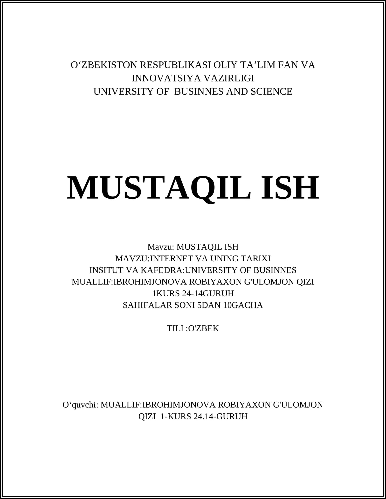 MUSTAQIL ISH