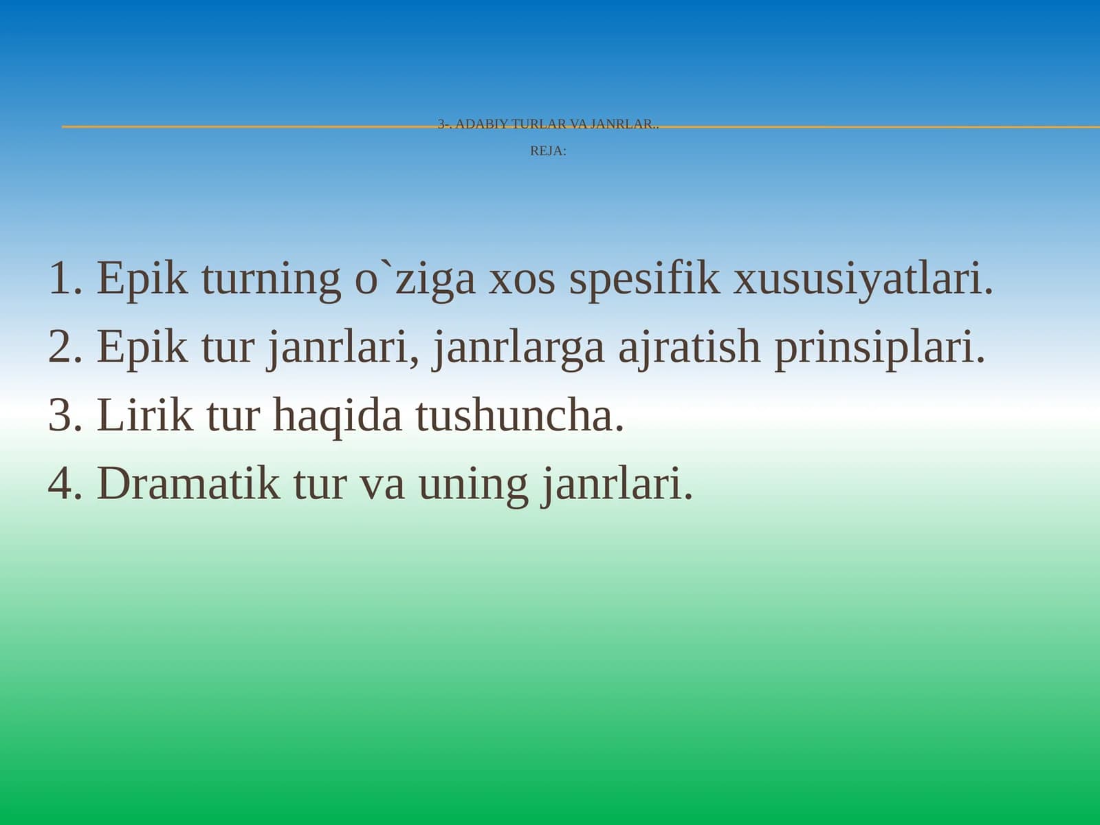 Adabiy turlar va janrlar